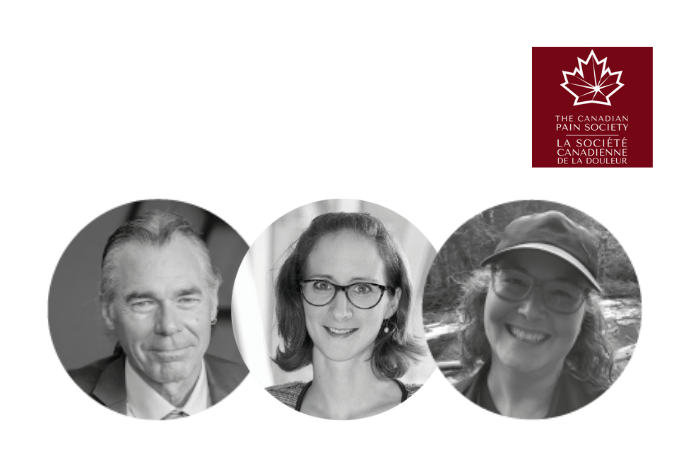 Photos de Mickael Sullivan, Gabrielle Pagé et Sylvie Beaudoin et le logo de la Société canadienne de la douleur